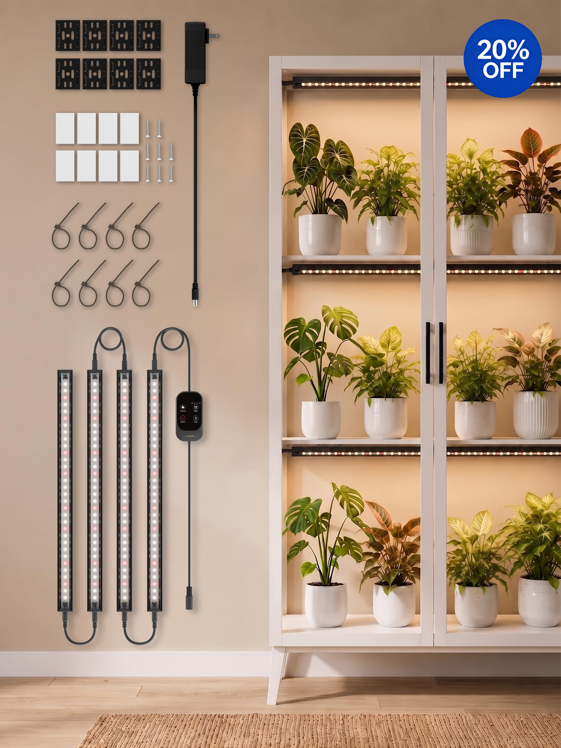 GLOWRIUM® G6 Smart LED Grow Light for Indoor Plants - Full Spectrum, Auto Timer, Stepless Dimming, Modular, Plug &amp; Play