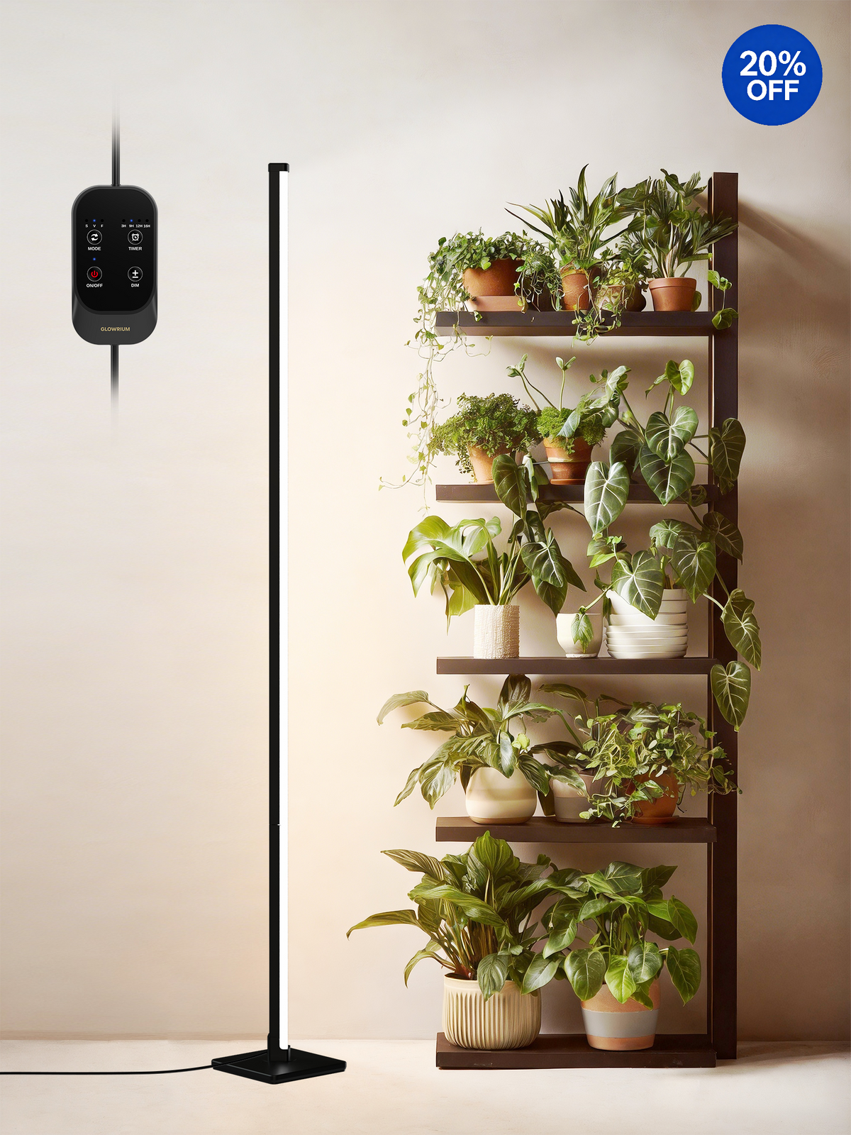 GLOWRIUM® G3 36W (60 in) Grow Lights - Full Spectrum, Hanging and Standing, Auto Timer, Wide Area Coverage for Indoor Plants