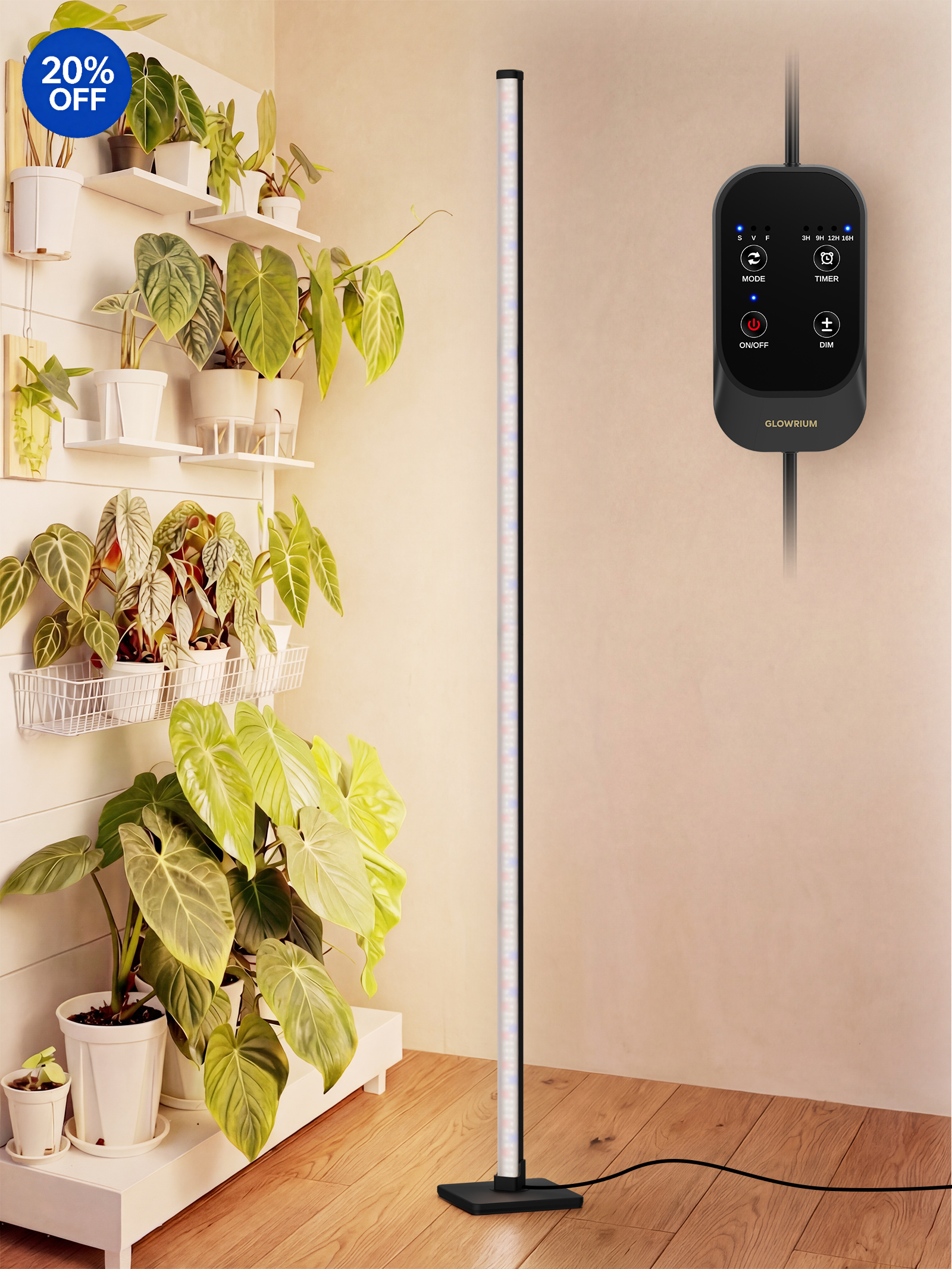 GLOWRIUM G3 | 36W (152,4 cm) Vollspektrum-LED-Vertikal-Pflanzenlampe