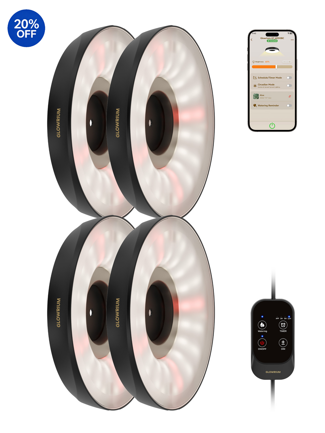 GLOWRIUM G7 | 48W Smart Full Spectrum LED Puck Grow Light