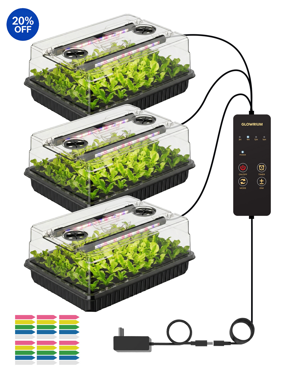GLOWRIUM G9 | Seed Starter Kit with 30W Grow Lights