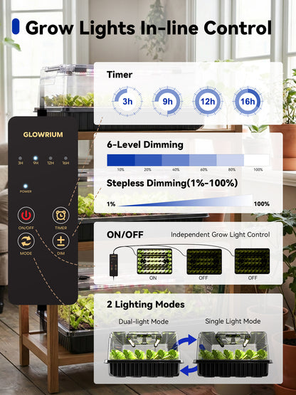 GLOWRIUM G9 | Seed Starter Kit with 30W Grow Lights (3-Pack)