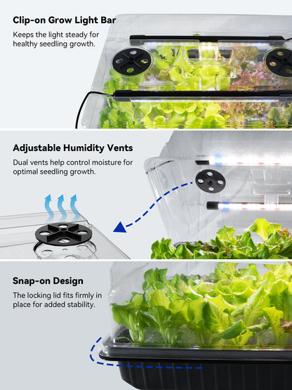 GLOWRIUM G9 | Seed Starter Kit with 30W Grow Lights (3-Pack)