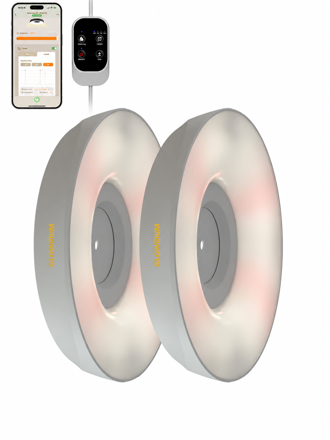GLOWRIUM® G7 Smart LED Pflanzenlampe für Zimmerpflanzen – Vollspektrum, Auto-Timer, Stufenloses Dimmen, Gieß-Erinnerung, Modulares Design, Pflanzen-Assistent