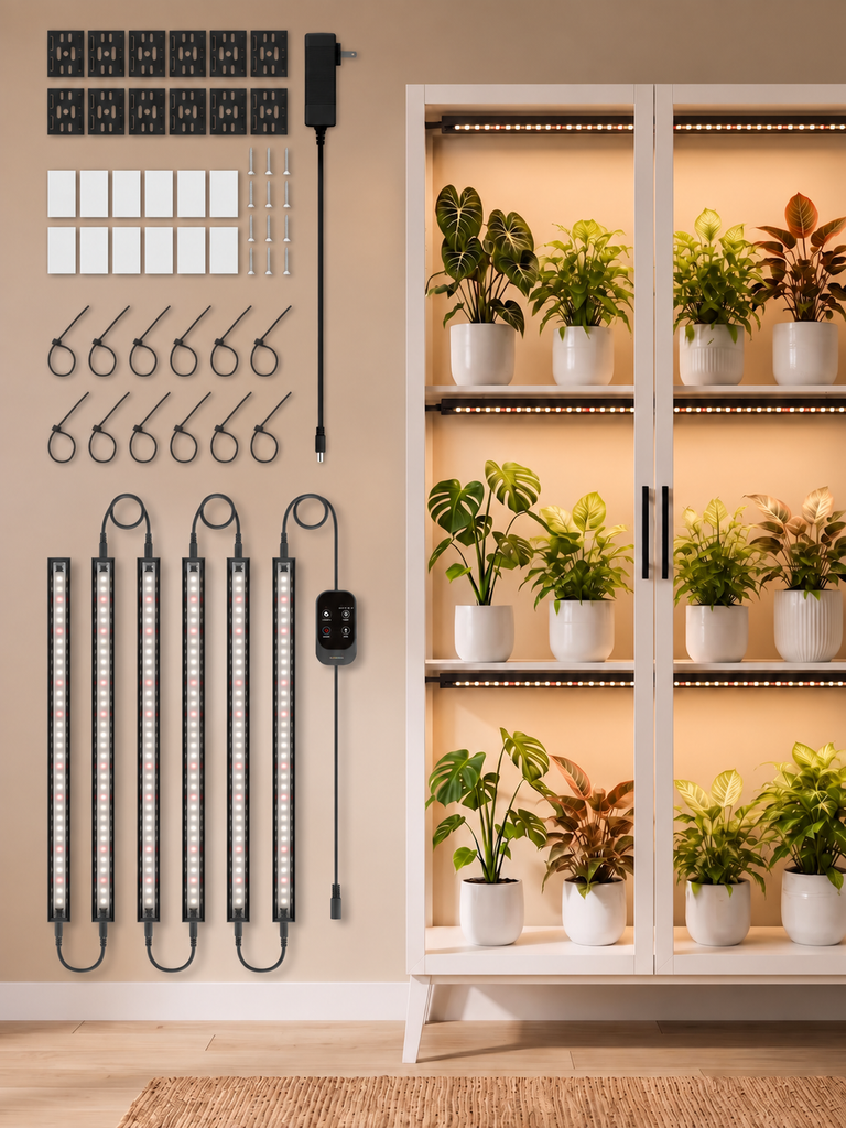 GLOWRIUM® G6 Smart LED Pflanzenlampe für Zimmerpflanzen – Vollspektrum, Auto-Timer, Stufenloses Dimmen, Modular, Plug & Play