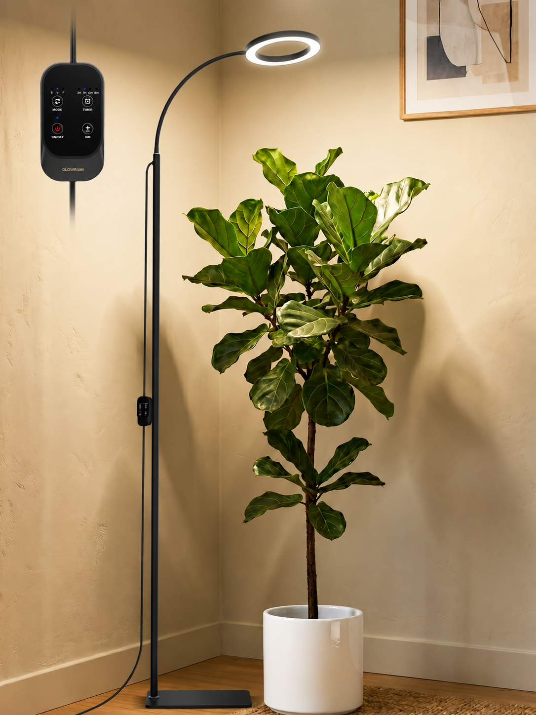 GLOWRIUM® G2 Pro 24W LED Pflanzenlampe für Zimmerpflanzen – Vollspektrum, Höhenverstellbar, Timer und Pflanzenassistent