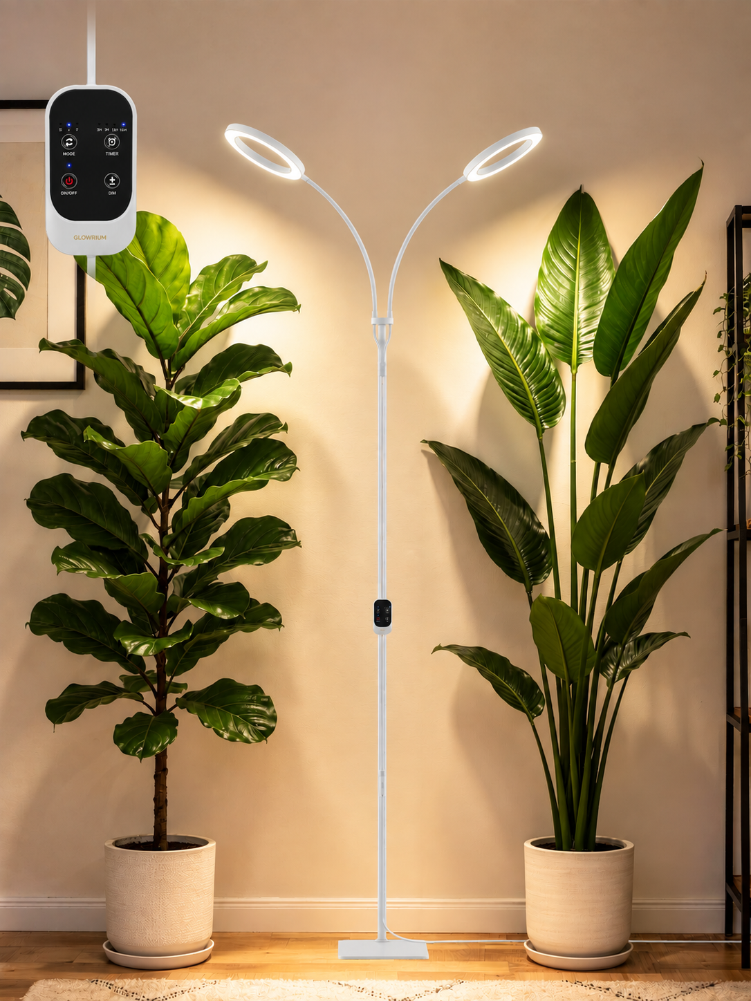 GLOWRIUM® G2 Pro 48W Full Spectrum Grow Light - Indoor LED Plant Light with Timer, Height Adjustment, Stepless Dimming
