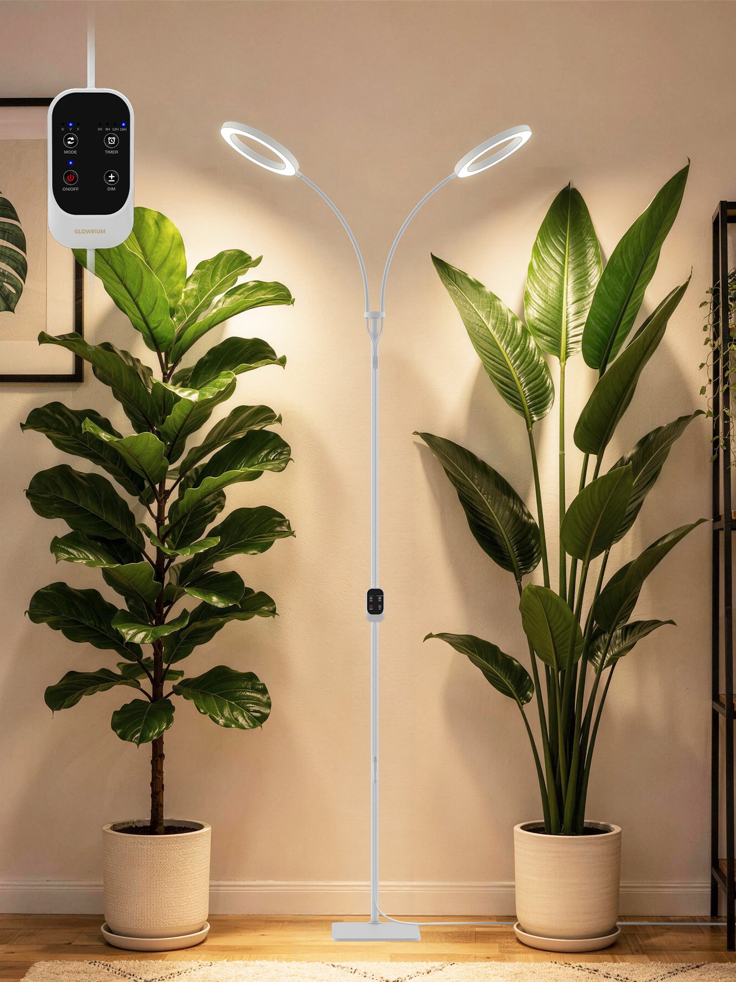 GLOWRIUM Full Spectrum 48W Plant Grow Light – Indoor LED Light with Timer, Height Adjustment &amp; Stepless Dimming-G2Pro