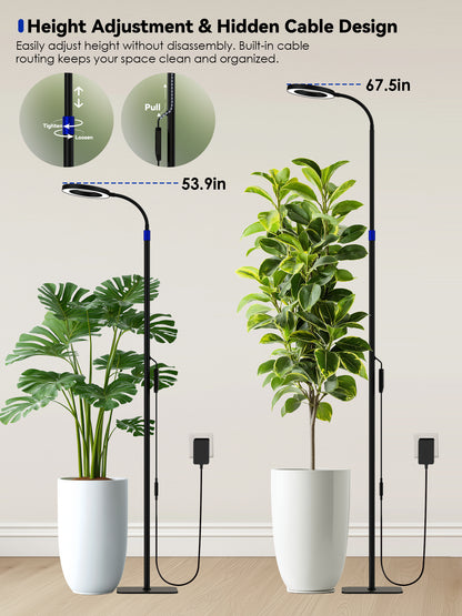 GLOWRIUM Smart Grow Light for Indoor Plants, Full Spectrum Floor Plant Light with APP Control, Auto Timer &amp; Adjustable Height for Large Tall Plants-G10