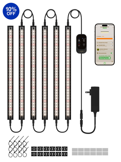 GLOWRIUM G6 6 Pack 48W Black smart LED grow light strip for indoor plants