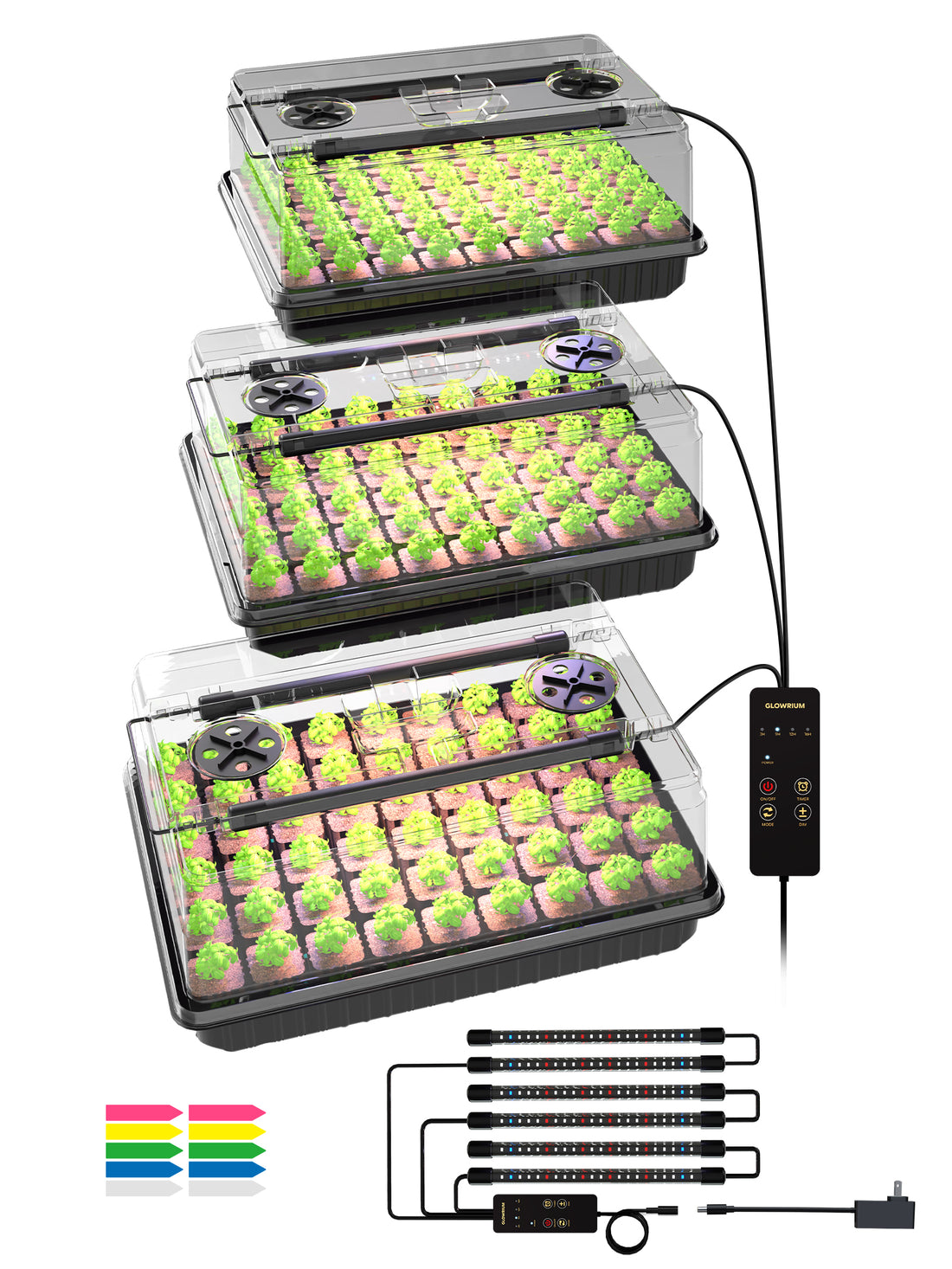 GLOWRIUM G9 3-Pack Seed Starter Kit with 30W Grow Lights