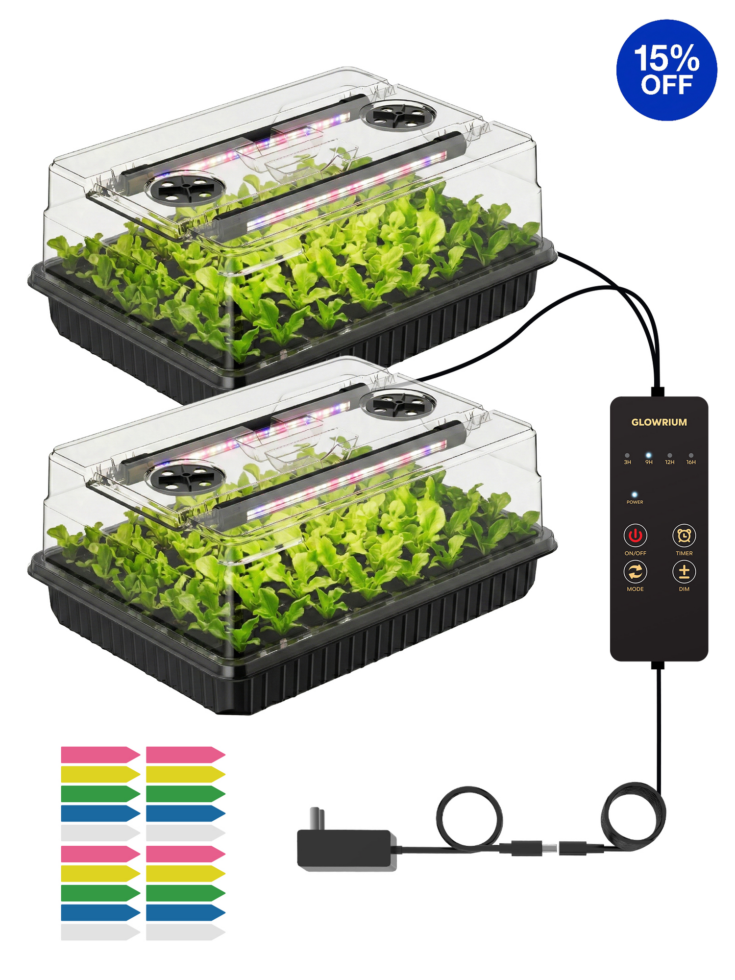GLOWRIUM G9 | Seed Starter Kit with 30W Grow Lights (3-Pack)