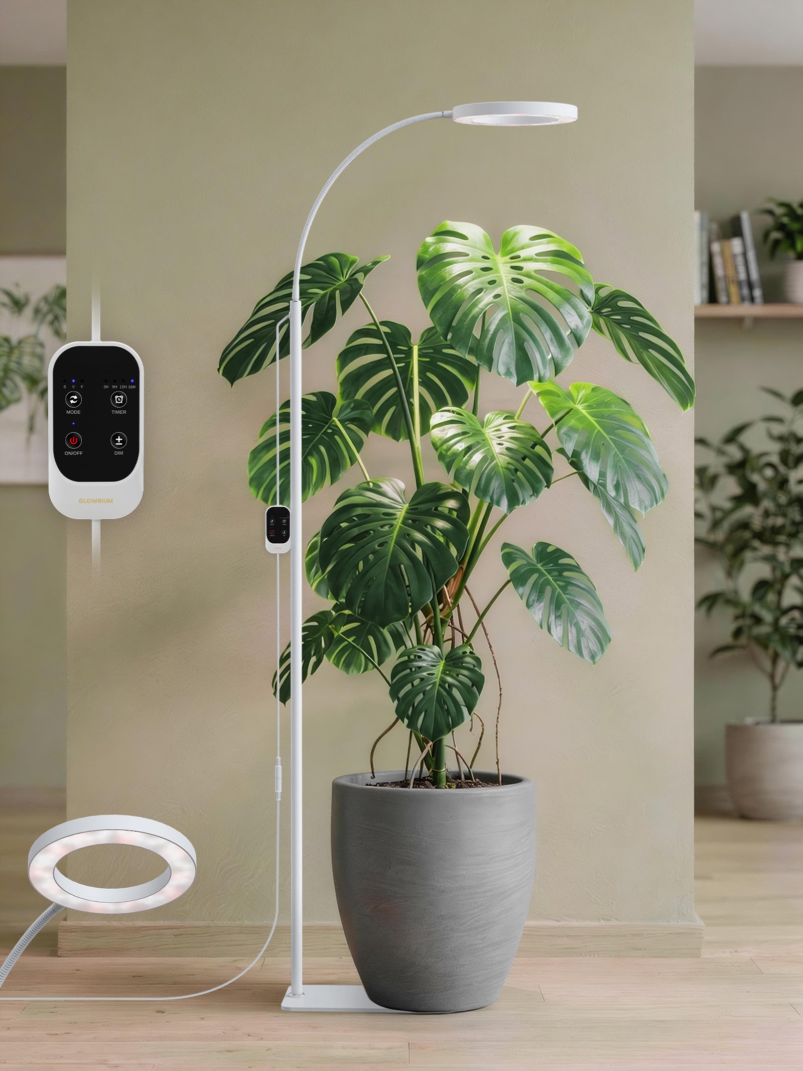 GLOWRIUM G2 20W White Single Head Full Spectrum LED Floor Grow Light for Indoor Plants