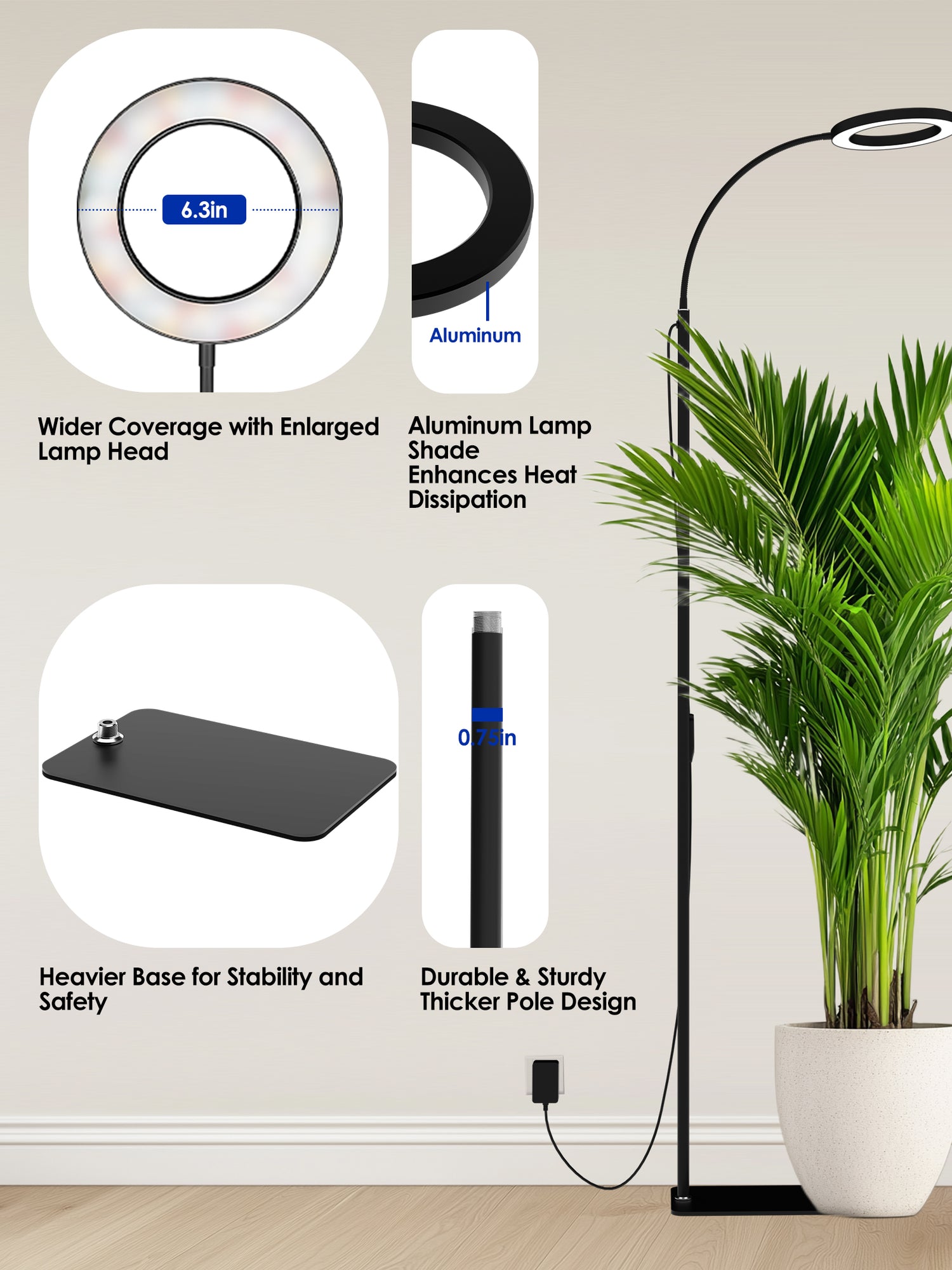 heat lamp for indoor plants GLOWRIUM®20W Grow Light Full Spectrum LED Floor Plant Light for Indoor – Glowrium
