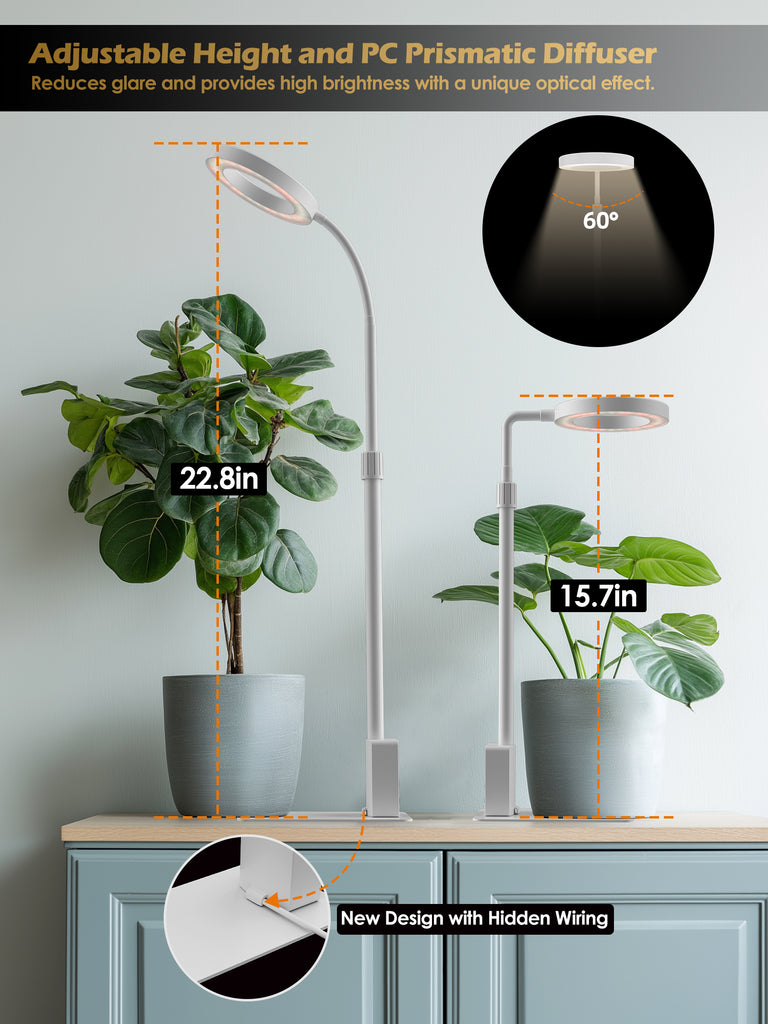 GLOWRIUM® G4 8W Intelligente LED-Pflanzenlampe – Vollspektrum-Pflanzenlampe für den Innenbereich mit App-Steuerung, einstellbarer Höhe, Dual-Timer, Pflanzenpflege-Assistent