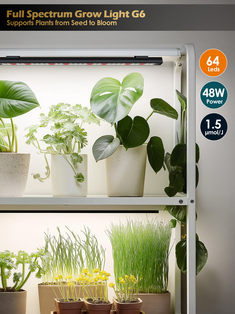 GLOWRIUM® G6 Smart LED Pflanzenlampe für Zimmerpflanzen – Vollspektrum, Auto-Timer, Stufenloses Dimmen, Modular, Plug & Play