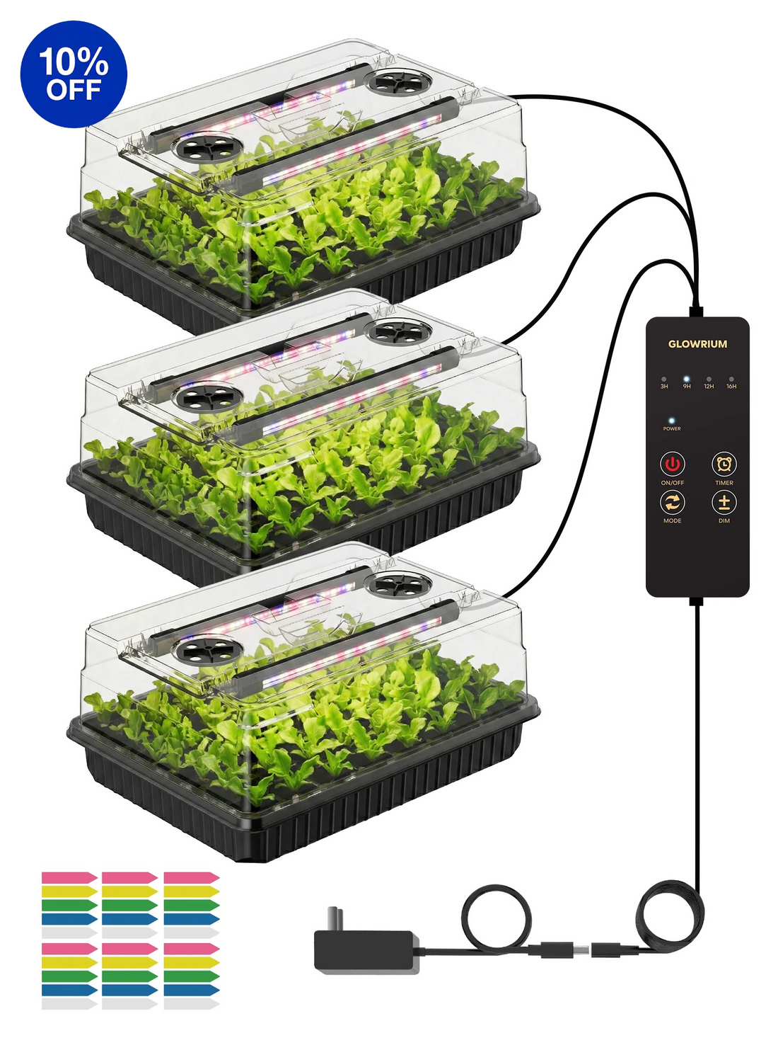 GLOWRIUM G9 | Seed Starter Kit with 30W Grow Lights (3-Pack)