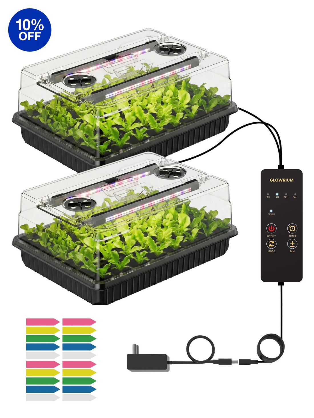 GLOWRIUM G9 | Seed Starter Kit with 30W Grow Lights (3-Pack)