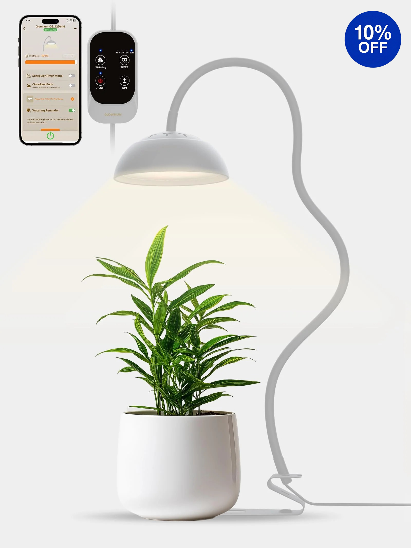 GLOWRIUM G8 | 10W Smart Full Spectrum LED Desktop Grow Light