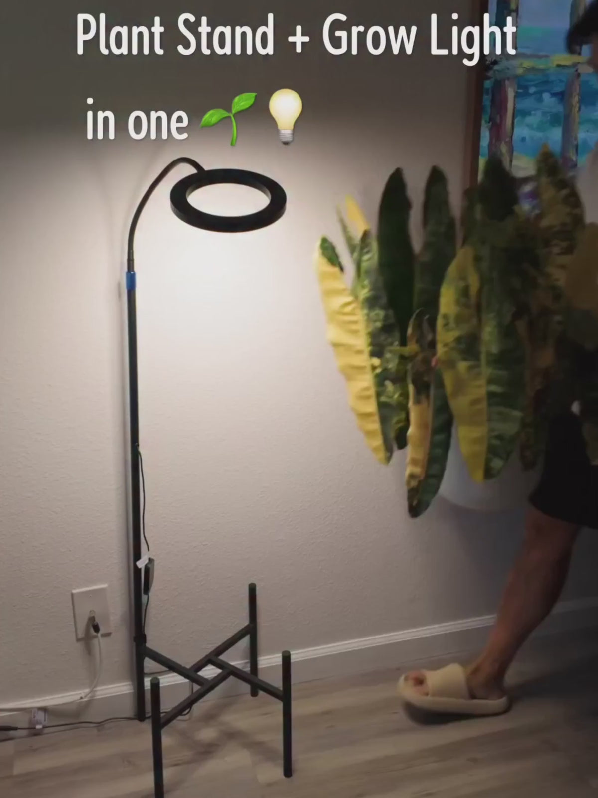 GLOWRIUM® G11 Plant Stand with Grow Light, 24W Full Spectrum Indoor Plant Light, Adjustable Height Metal Plant Shelf, Dimmable Floor Growing Lamp with App &amp; Timer Control for Home Decor